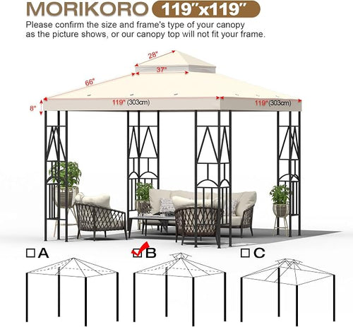 10x10 Canopy Replacement Top Double Tiered Gazebo Cover - Image 2