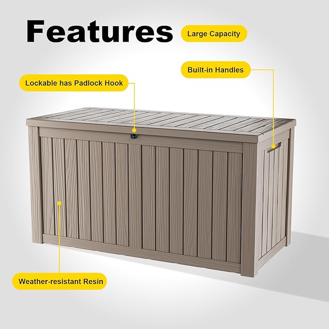 180 Gallon Outdoor Storage Box, Large Resin Deck Box - Image 5