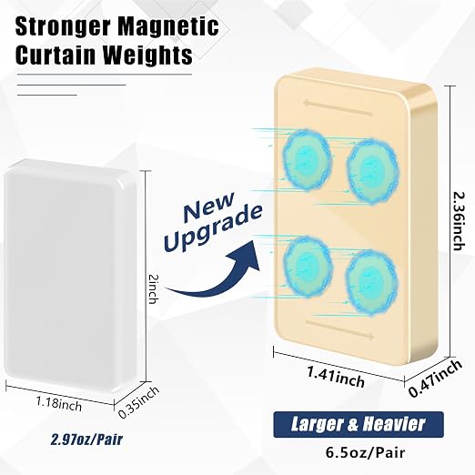 32 Pcs Outdoor Curtain Weights, 16 Pairs Upgrade to Heavier Magnetic Drapery - Image 2