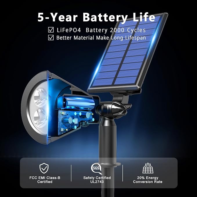 Solar Lights Outdoor Waterproof IP65, 3000K Super Bright LED, 2 Lighting Modes - Image 3