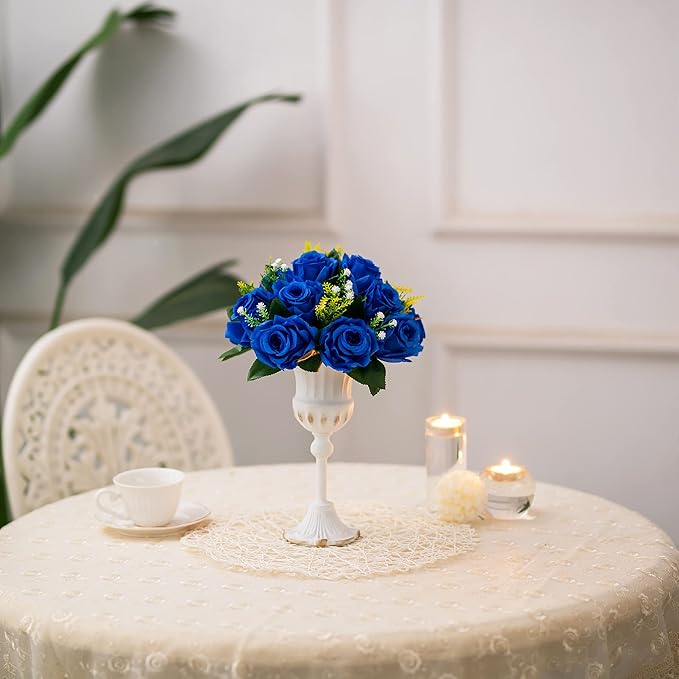 Artificial Flower Balls, Royal Blue Silk Roses for Centerpieces