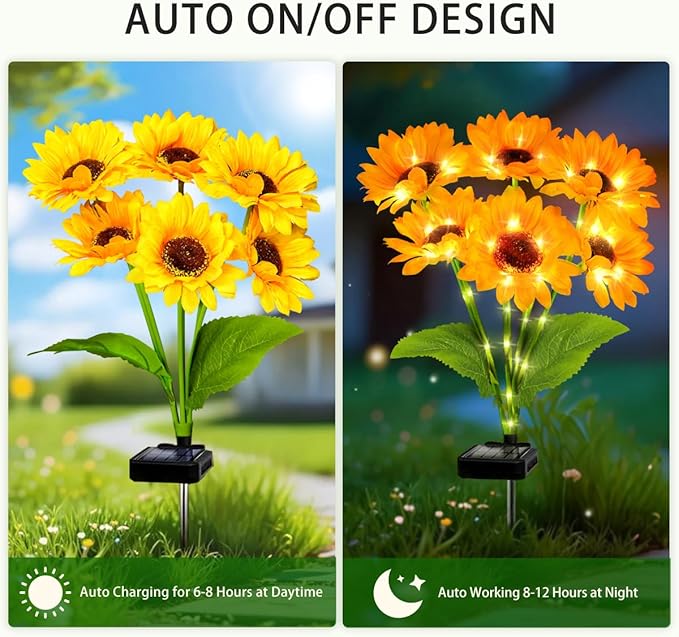 4 Pack with 24 Solar Sunflower Lights Outdoor Decorative Lights - Image 7