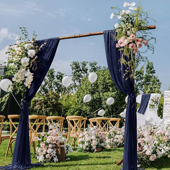Outdoor Curtains: Navy Blue Sheer Gauze Drapes, 4 Panels, 29 x 20 ft