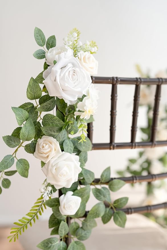 Artificial Wedding Aisle Flower Swags, 10 Pack, 30-Inch White and Sage