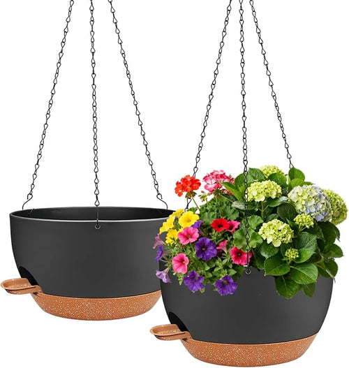 12 inch Hanging Planters for Indoor Outdoor Plants, 2 Pack Self Watering by Unknown