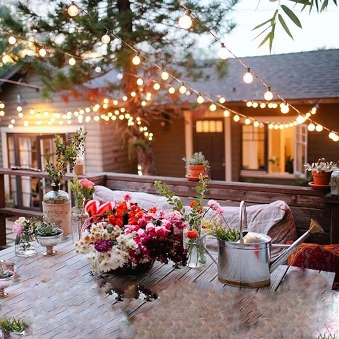 String Lights, 50 ft G40 Globe Outdoor Patio Lights in Black
