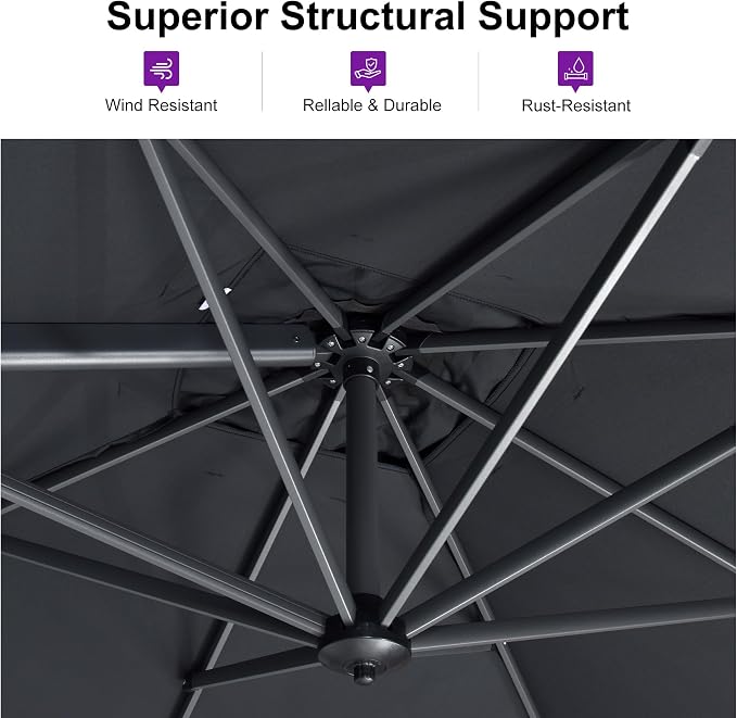 PURPLE LEAF 8 Feet Square Cantilever Umbrella Patio Umbrella - Image 3