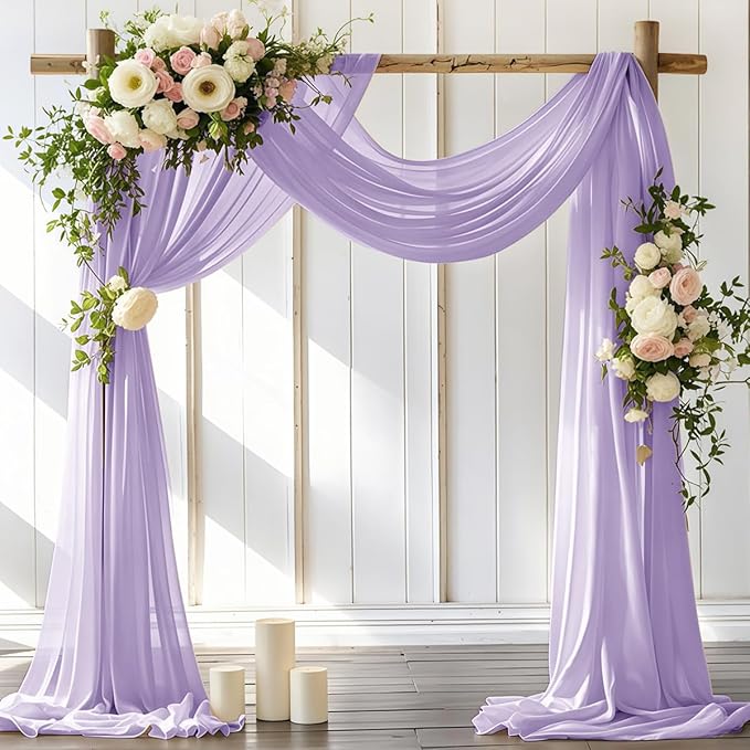 Outdoor Curtains, Lilac Chiffon Drapes 2 Panels 30 x 18 ft
