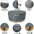 Round Patio Furniture Cover, 600D Polyester, 84-Inch Grey