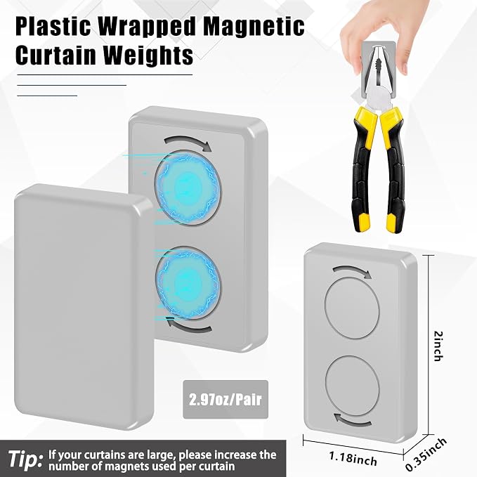 18pcs Outdoor Curtain Weights, Plastic Wrapped Magnetic Drapery Weights - Image 2