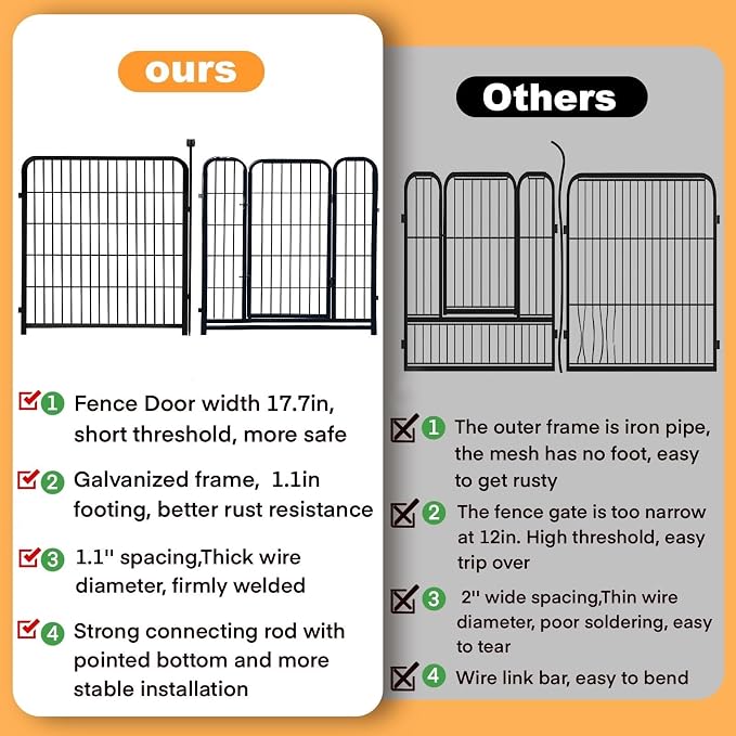 Decorative Garden Fence, 32 in High Black Metal with Gate