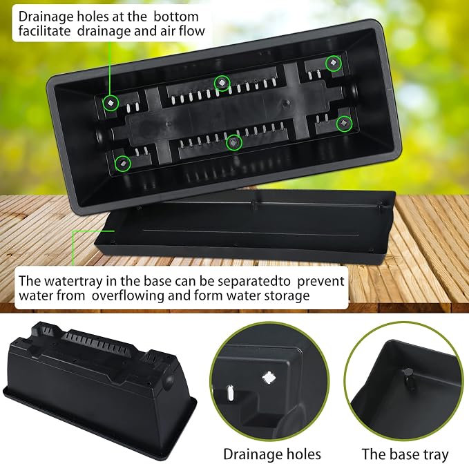 Window Box Planter, 10 Pack Plastic Vegetable Flower Planters Boxes 17 Inches - Image 3
