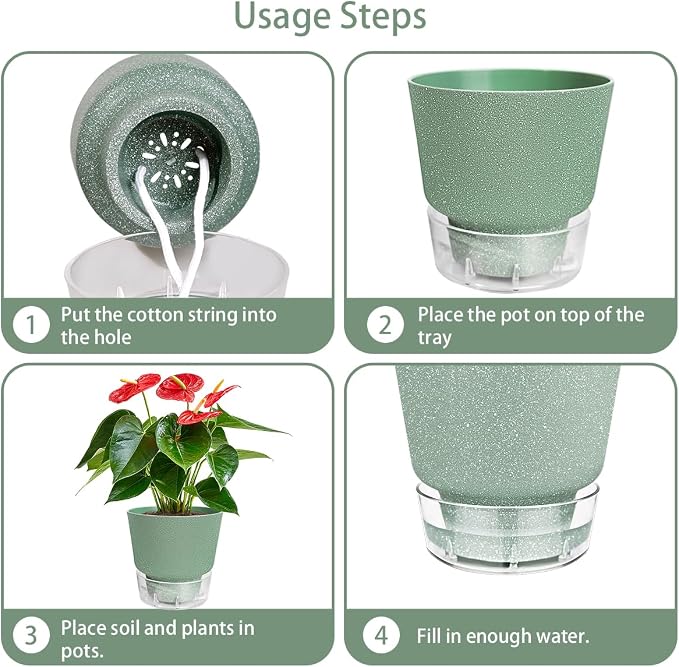 Plant Pots - 6" Orchid Pot, 5 Pack Orchid Pots - Self Watering Pots - Image 4