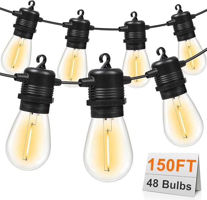 S14 LED Outdoor String Lights 150FT Patio Lights Outdoor Waterproof by GvvooHome