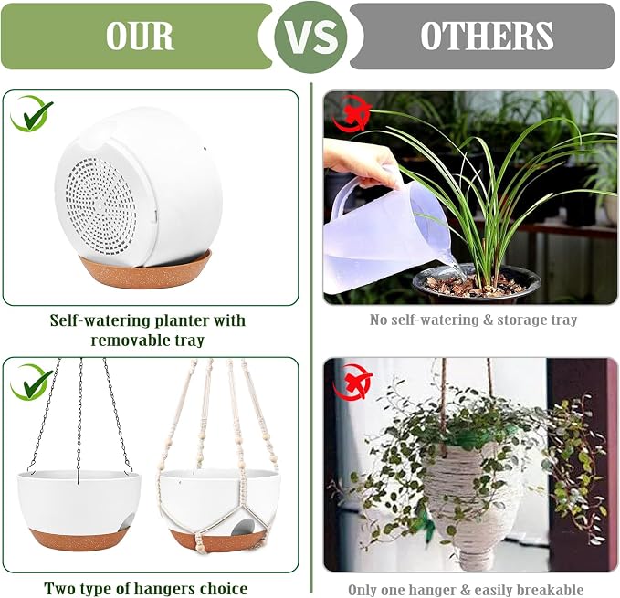 Hanging Planters for Outdoor Indoor Plants, 2 Pack 10 Inch Hanging Basket - Image 4