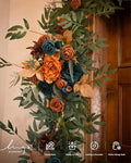 Artificial Flower Garland 6 Ft Dark Teal and Burnt Orange Eucalyptus