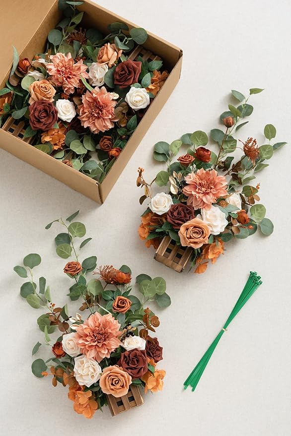 Artificial Flower Arrangements 4 Pack Terracotta Fall Wedding Decor