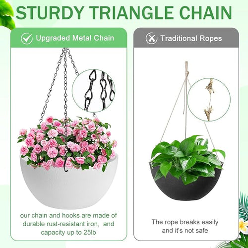 12 inch Hanging Planters for Indoor Plants, 2 Pack Planters for Outdoor Plants - Image 2