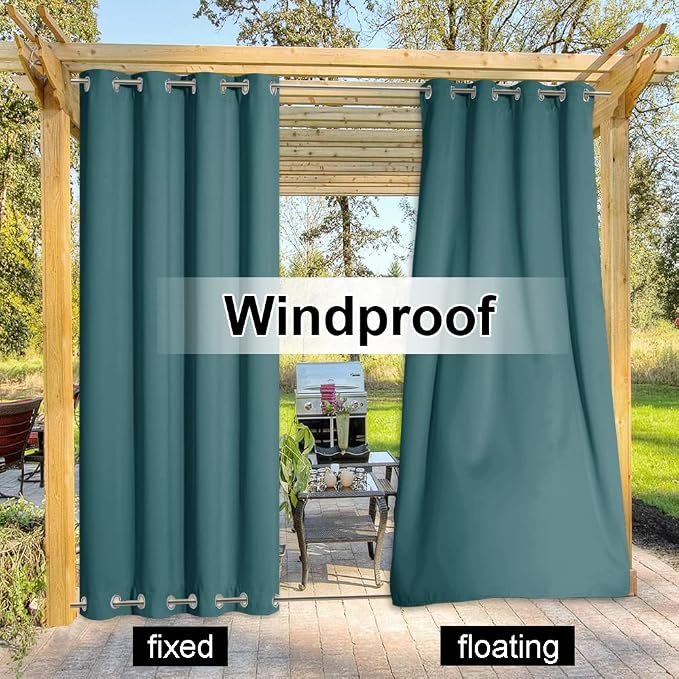 NICETOWN 2 Panels Windproof Outdoor Curtains Top and Bottom Grommet - Image 6