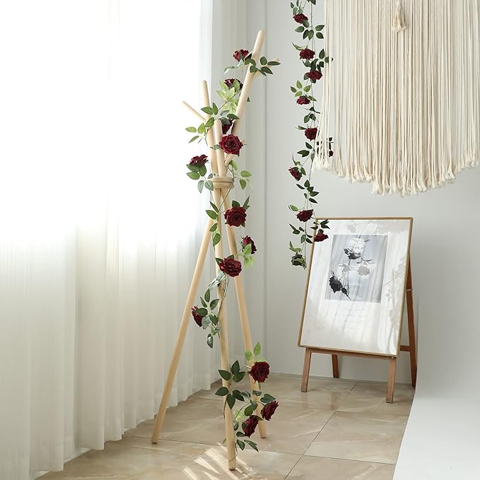 Artificial Greenery Rose Vine Garland, 2 Pack, 73 Inch, Burgundy