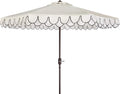 SAFAVIEH 9ft Outdoor Patio Umbrella, Ivory & Black Trim, Auto Crank Tilt by SAFAVIEH