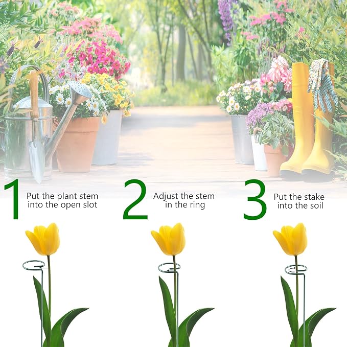 18 Inch 20 Packs Plant Support Stake Garden Single stemmed Plant Support Hoops - Image 4