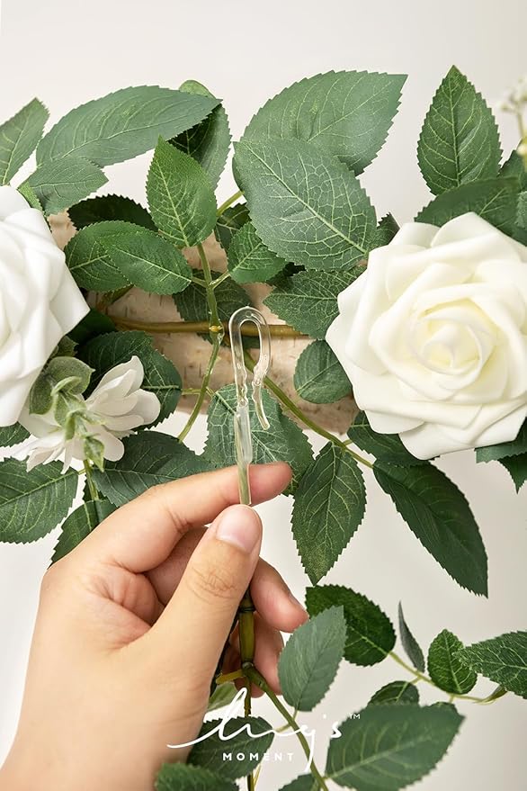 Artificial Flower Garland Arch Swags, 6.5 Ft, White-Sage Green Silk