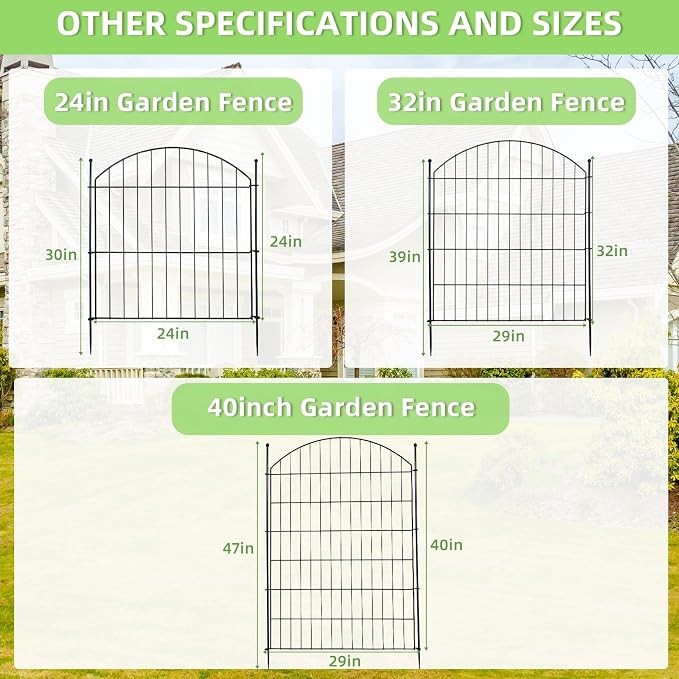 Decorative Garden Fence 40in x12ft, 5 Pack No Dig Fence Animal Barrier - Image 8