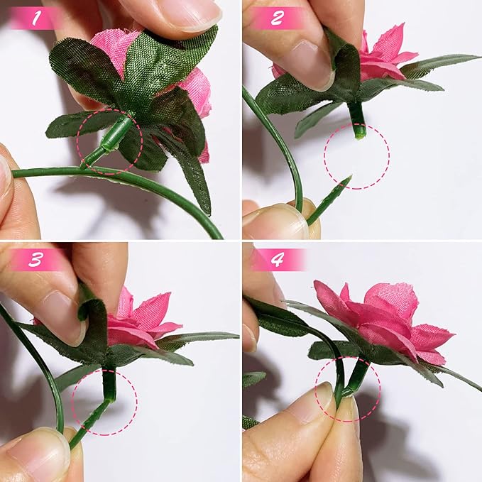 Artificial Flowers Spring Magenta Silk Rose Garland, 8 Vines at 8.2 ft