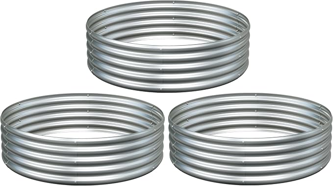 3PCS 4x4x1FT Galvanized Raised Garden Bed Kit, Vegetable Boxes-Round Metal by Yortrek