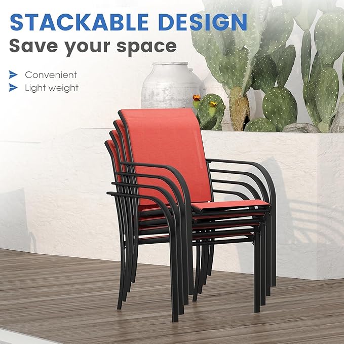 VICLLAX Patio Dining Set for 6, All Weather Metal Outdoor Furniture Set- 47" - Image 6