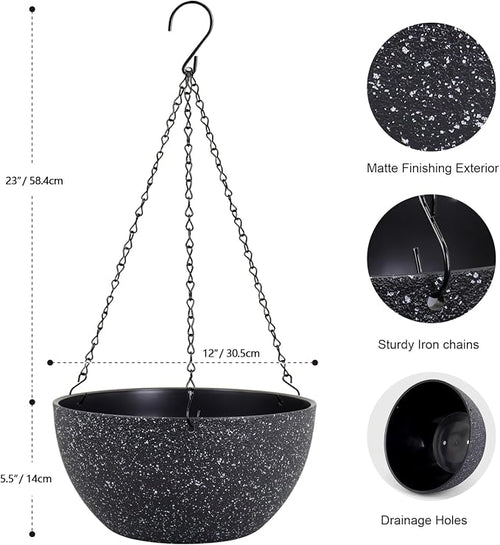 12 inch Large Hanging Planters for Indoor Outdoor Plants, 2 Pack Hanging Flower - Image 2