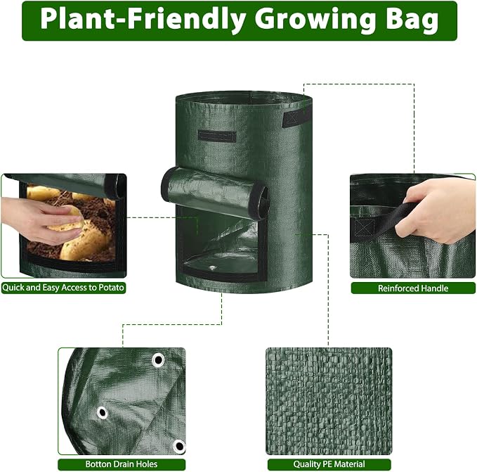 JJGoo Potato Grow Bags, 3 Pack 10 Gallon - Image 4