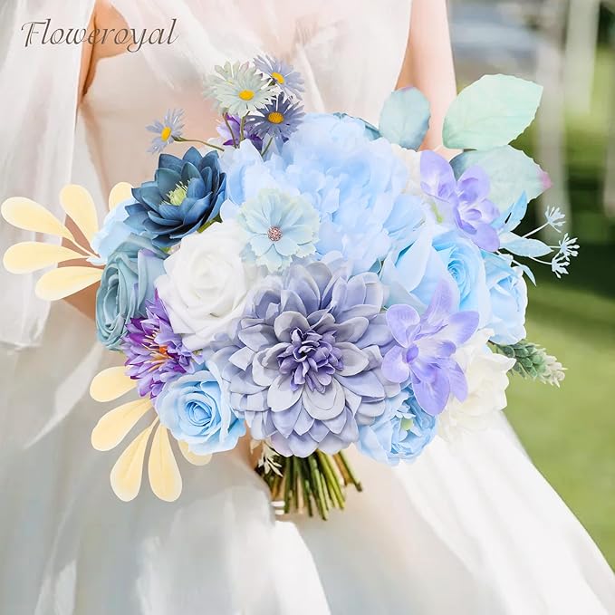 Artificial Flowers Purple Silk Flower Mix with Roses and Dahlias