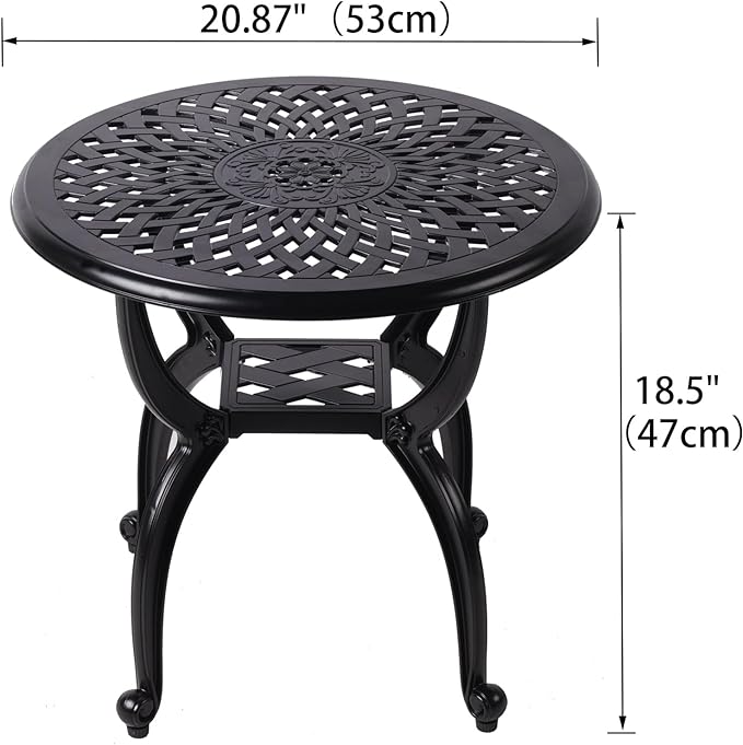 Cast Aluminum Outdoor Side Table, Small Patio Table, Outdoor Coffee Tables - Image 3