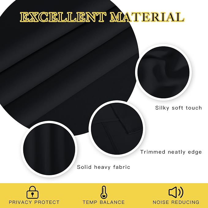 NICETOWN Blackout Black Curtain & Drape 90 inches Long - Image 4