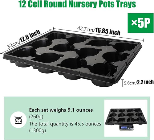 12 Cell Round Nursery Trays Thickened Durable Seedling Pots Shuttle Carrying - Image 2