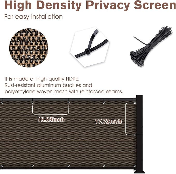 SUNNY GUARD Customized 2'6''x23' Brown Balcony Privacy Screen, 91% Shade - Image 5