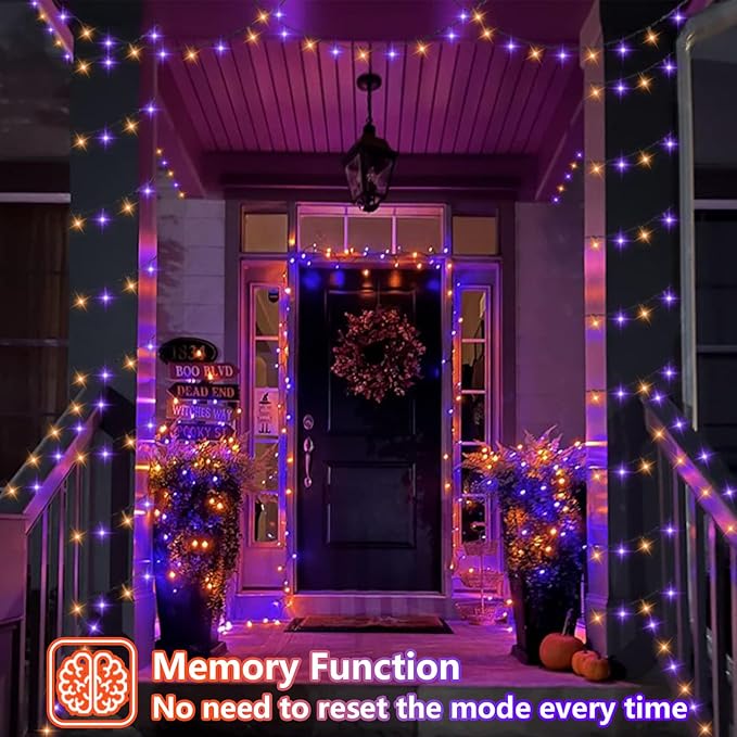 String Lights 165 ft 500 LED Orange and Purple Halloween Decor