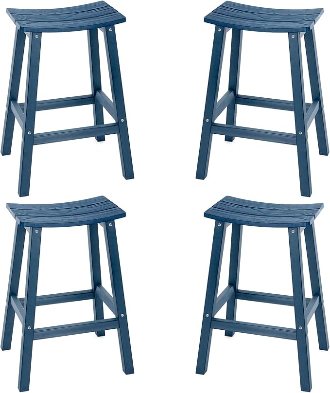 Weatherproof Bar Stools Set of 4, Saddle Seat, Bar Height Stools by LAHAAP