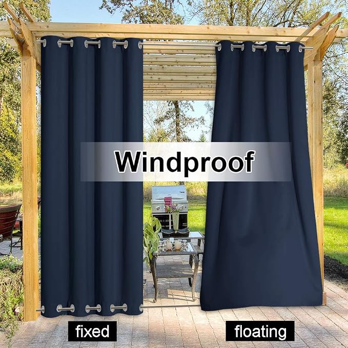 NICETOWN Waterproof Patio Outdoor Curtain and Drape, Thermal Insulated Top and - Image 5