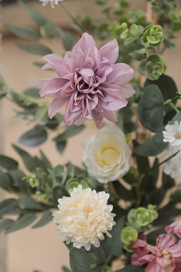 Artificial Flowers in Light Purple, 31 Flower Heads with Wired Stems
