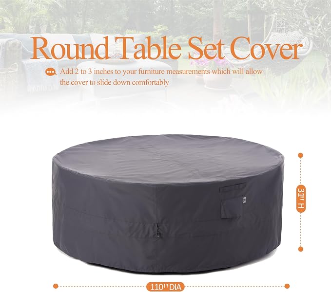 WJ-X3 Large Ripstop Patio Furniture Cover, Waterproof, UV Resistant, - Image 7