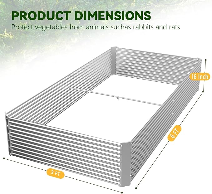 2 Pack Tall 6x3FT Raised Beds for Gardening, Corrugated Galvanized Steel Raised - Image 8