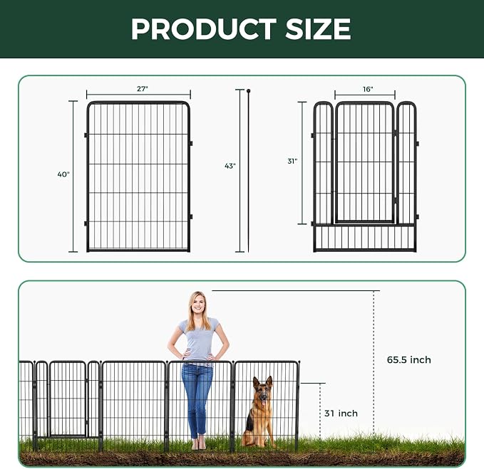 FXW Garden Fence Outdoor for The Yard – 40in x 27.3ft Heavy Duty Metal Animal - Image 5