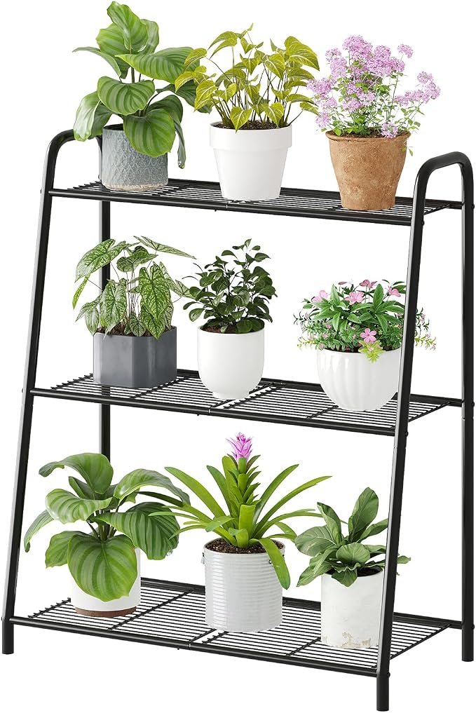 3-Tier Corner Plant Stand, Metal Black Flower Pot Rack, Indoor Outdoor Heavy by Unknown