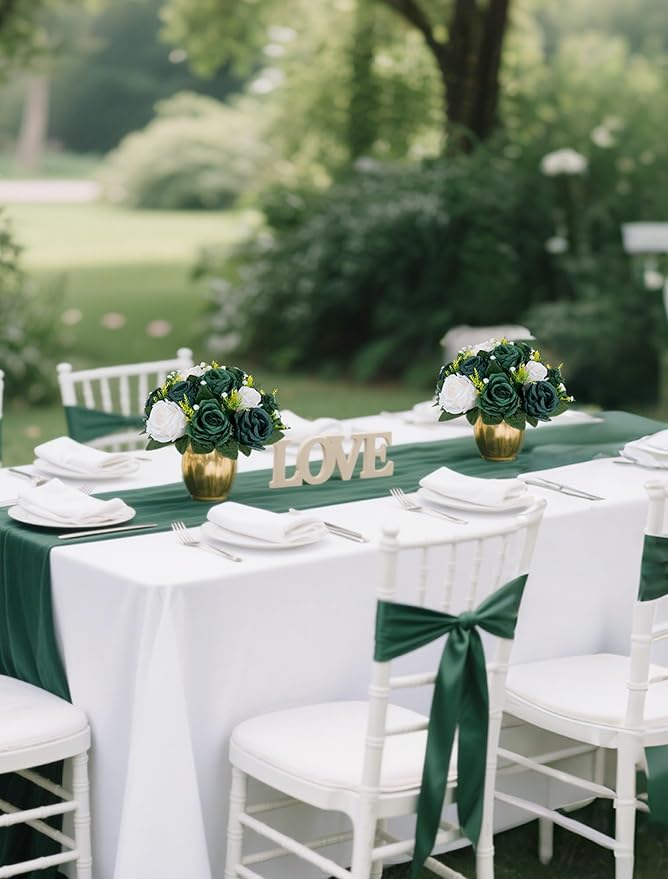 Artificial Flowers: Silk Rose Ball Centerpieces, Green and Ivory