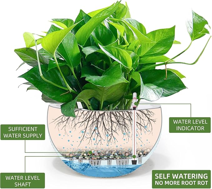 Dexceder 9 Inch Self Watering Hanging Planters Indoor Outdoor, Thickened - Image 2
