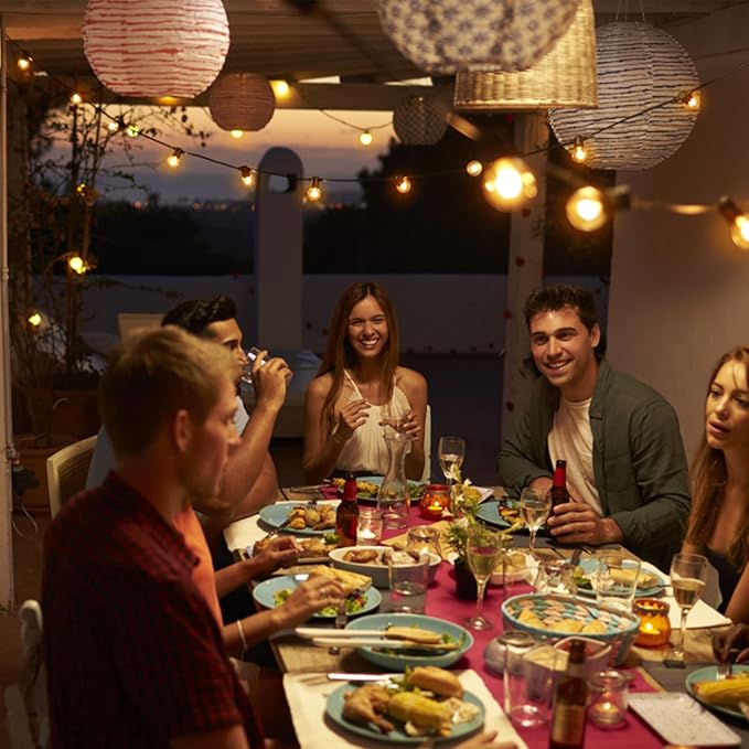 String Lights, 150 Ft Warm White LED with 75 Shatterproof G40 Bulbs