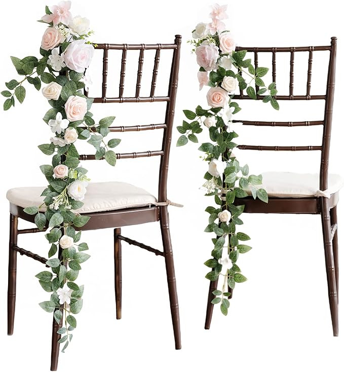 Artificial Flowers Wedding Chair Swags, 10 Pack, 30-Inch Blush